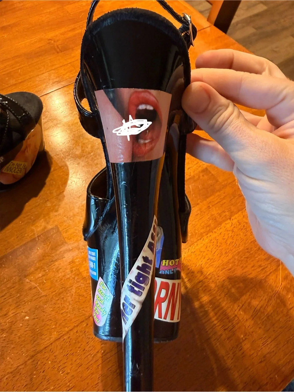 One of a Kind Custom Adult Stripper Pole Platform Heels Black Hustler Magazine